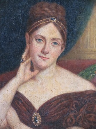 Retrato (detalle) de Isidora Zegers (Madrid, 1803 - Santiago de Chile, 1869), intérprete y compositora de música de salón